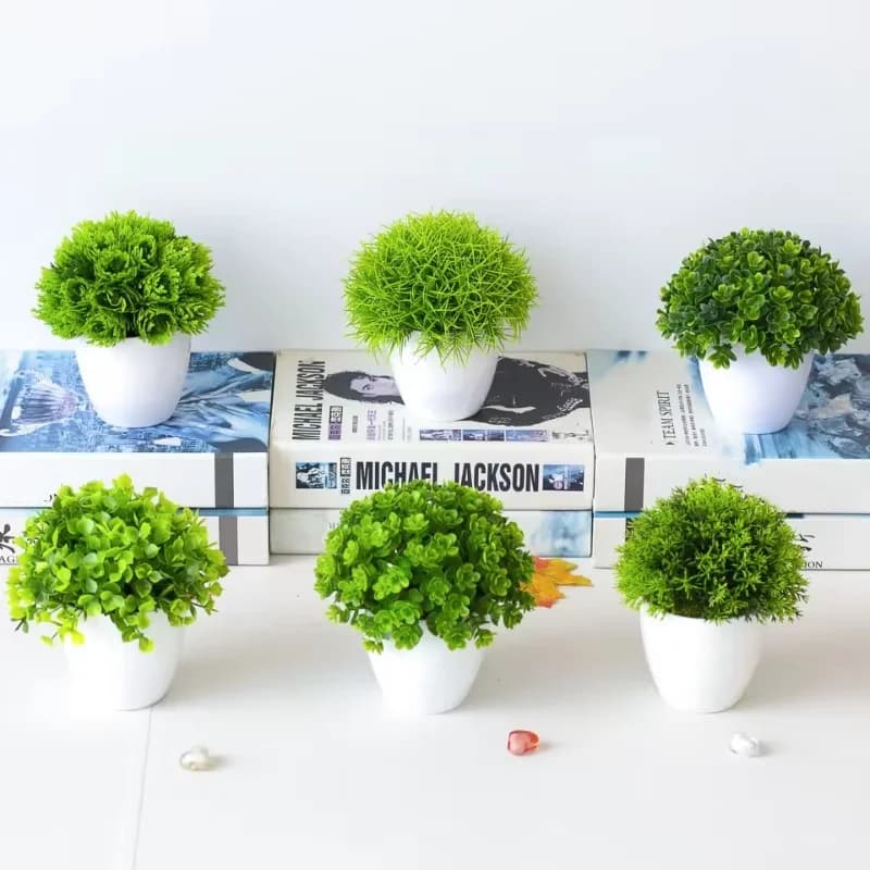 1 Pezzo Pianta Verde in Vaso, Simulazione di Erba Verde, Decorazione per Casa, Soggiorno, Balcone, Ufficio, Feste, Accessori per Fotografia