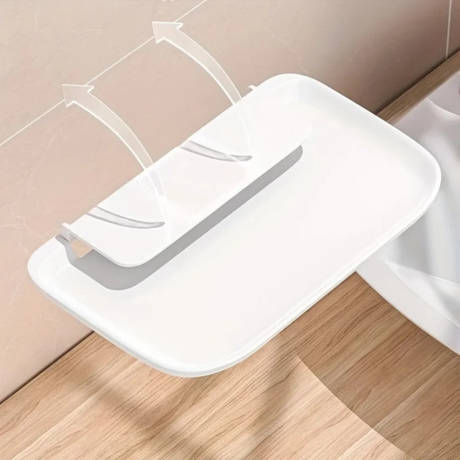 Scaffale Pieghevole da Parete Senza Foratura, Mensola Multi-Scomparto in Plastica Bianca per Bagno e Organizzazione Domestica