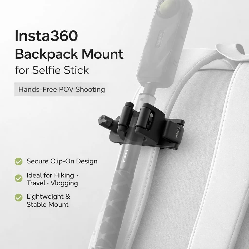 Supporto per Zaino Insta360 per Selfie Stick, Conservazione a Mani Libere e Scatto Rapido per Escursioni e Viaggi, Design con Clip Sicura