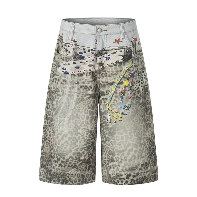 GXFortune Jeans Americani Stampati in 3D a Gamba Larga, Design Unisex con Stampa Leopardata, Gamba Dritta, Lunghezza Media