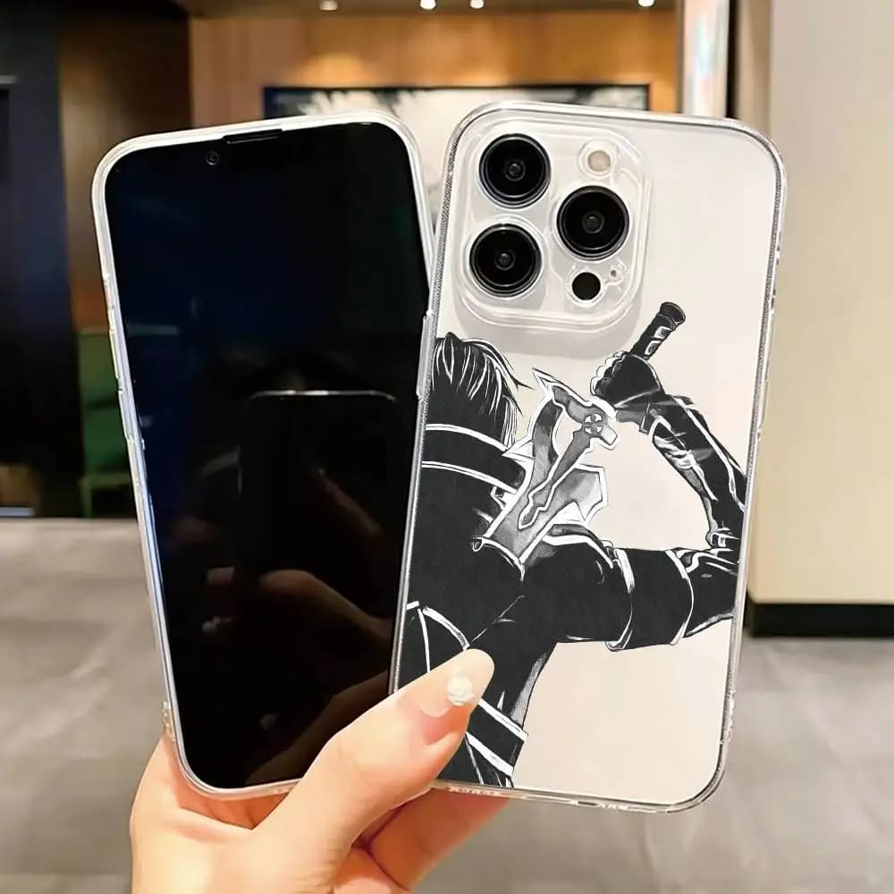 S-Sword Art Online kirito Phone Case Transparent Silicone Soft For iPhone 17 16 15 14 13 12 11 Mini Pro Max Plus