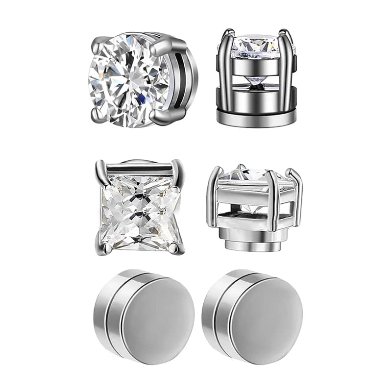 Crystal Strong Magnetic Ear Clip Earrings for Men and Women Earrings with magnet zircons round punk