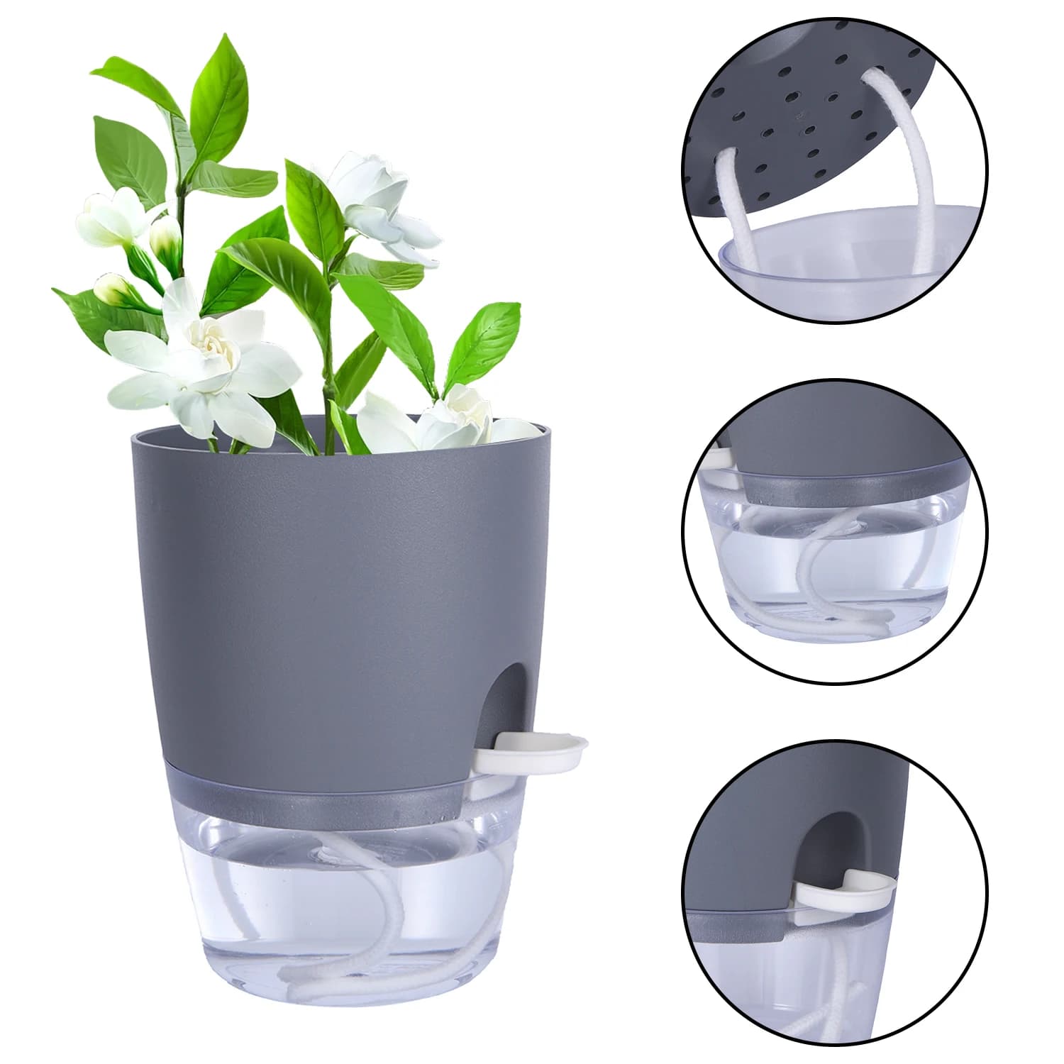 8.2/10.5/15.3/23.5 centimetri Vaso Idroponico Auto Irrigazione Vaso di Fiori Coltivazione Liquida Senza Suolo Fioriera Corda di Cotone Irrigazione