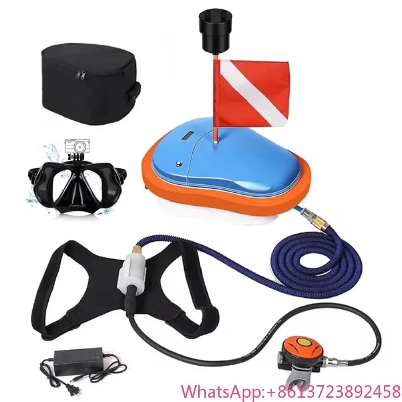 Attrezzatura Subacquea Portatile per Immersioni e Snorkeling con Maschera, Compressore d'Aria per 50 Minuti, Batteria Sostituibile