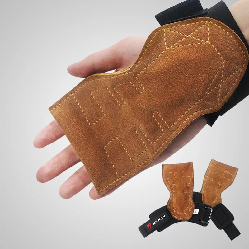 Gym Gloves in Leather Handles Anti-slip Gloves for Weight Lift Gloves for Wrist Support Protection for Palm Palm Protector for Deadlift Training