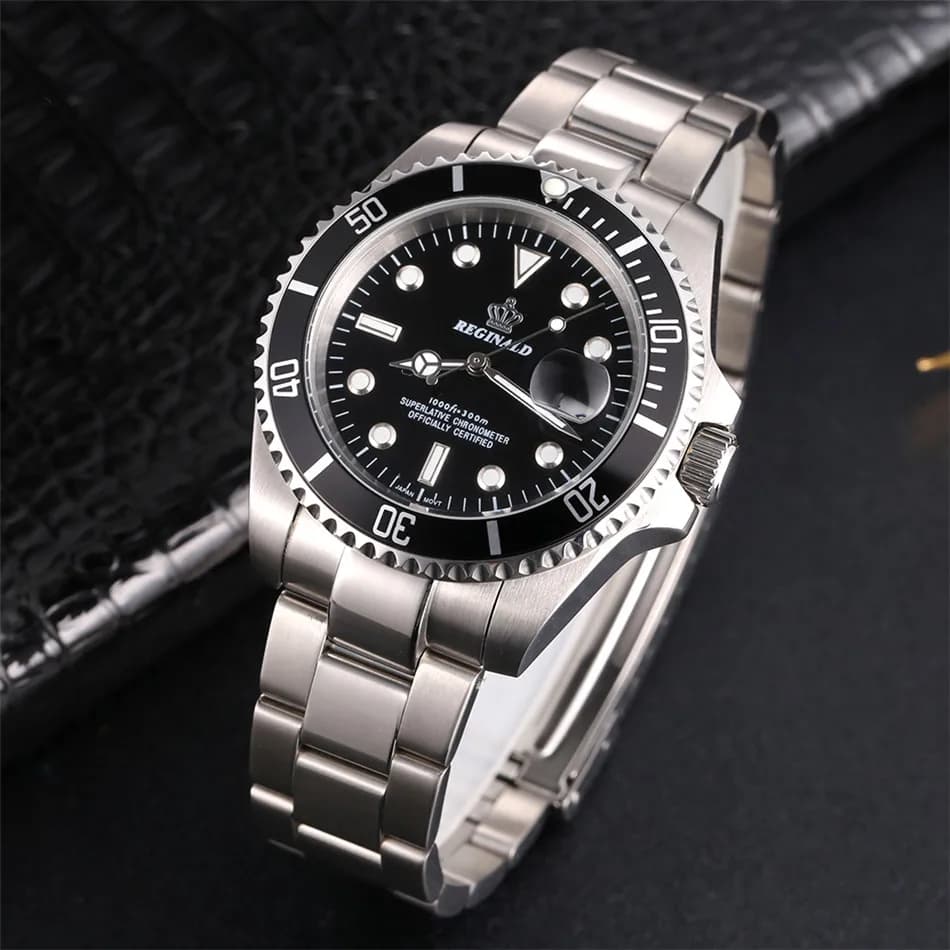 Fashion Man Watch 2022 Top Brand Reginald men's sports watches rotating bezel Gmt sapphire crystal date gifts full stainless steel