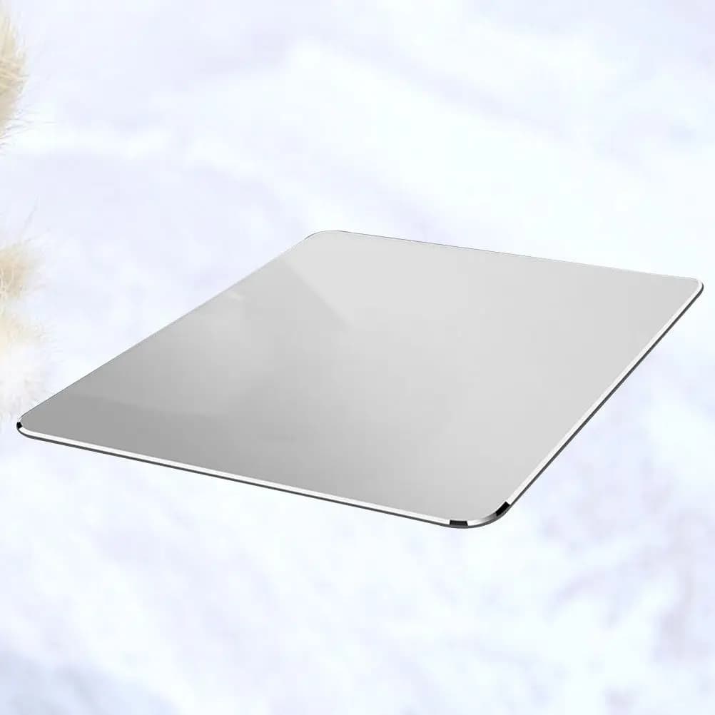 20x17x0.25cm Aluminum Alloy Mouse Pad Metal Texture Non Slip Heavy Duty Desktop Protector for Gaming Office Home Use Silver
