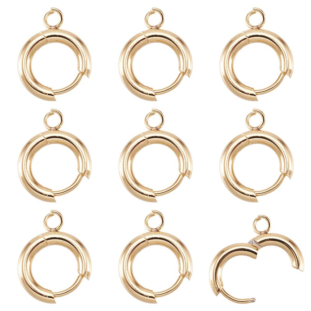 10 Pezzi Ganci per Orecchini a Cerchio in Acciaio Inossidabile 201, Perni Rotondi con Anello per Orecchini a Cerchio, Accessori Fai da Te per Creazione Gioielli
