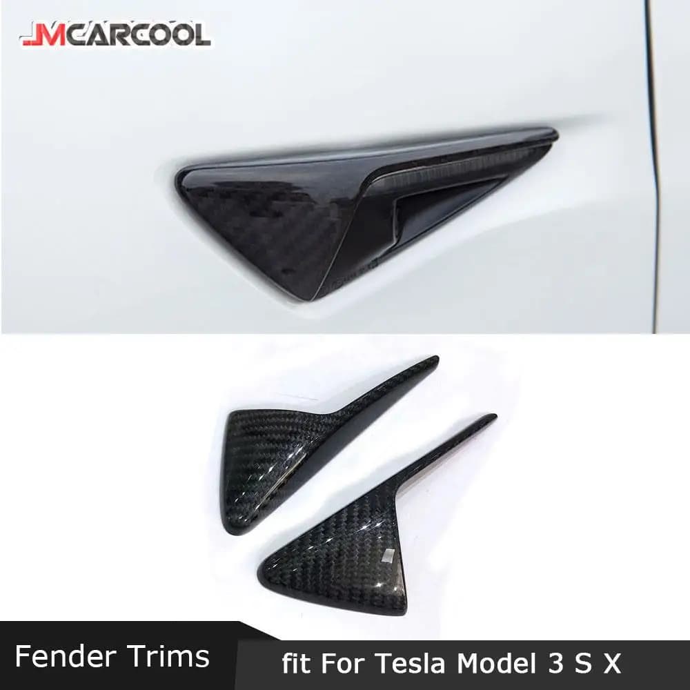 JMCARCOOL Per Tesla Modello 3 SX 2013-2019 Parafango In Fibra di Carbonio Porta Emblema Distintivo Adesivi Contorno Strisce Trim Adesivi Winglet