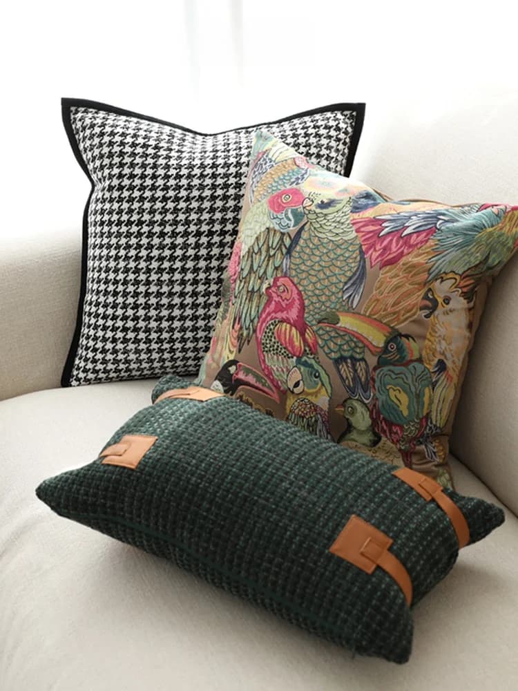 Modern Luxury Parrot Pillow Sofa Living Room Hotel Sample Room Square Pillow Home Decorative Cushion Polyester Fabric