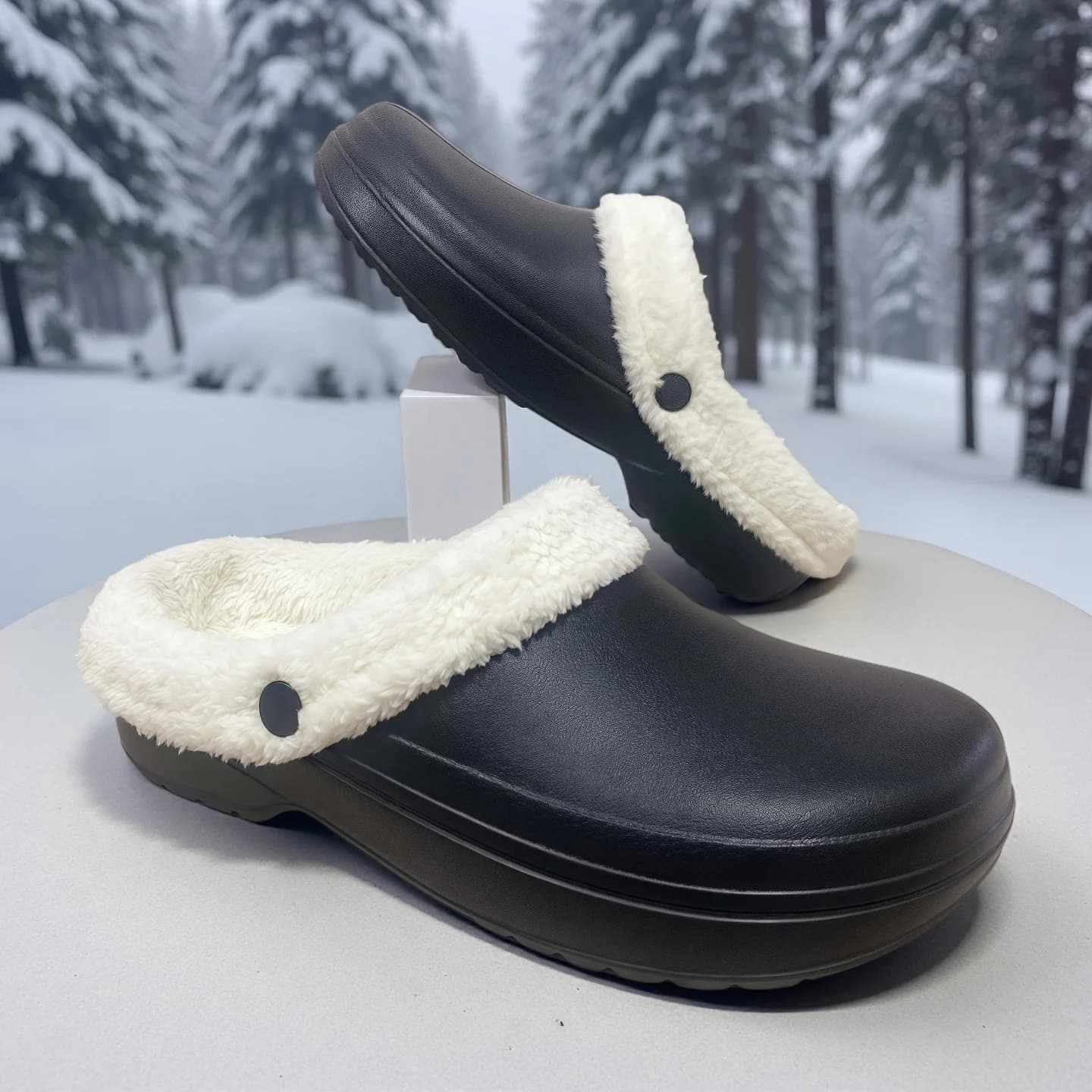 Scarpe da interno foderate in pile caldo invernale da uomo, pantofole da casa leggere e comode, scarpe da giardino in Eva antiscivolo e impermeabili, facili da indossare e togliere all'interno e all'aperto