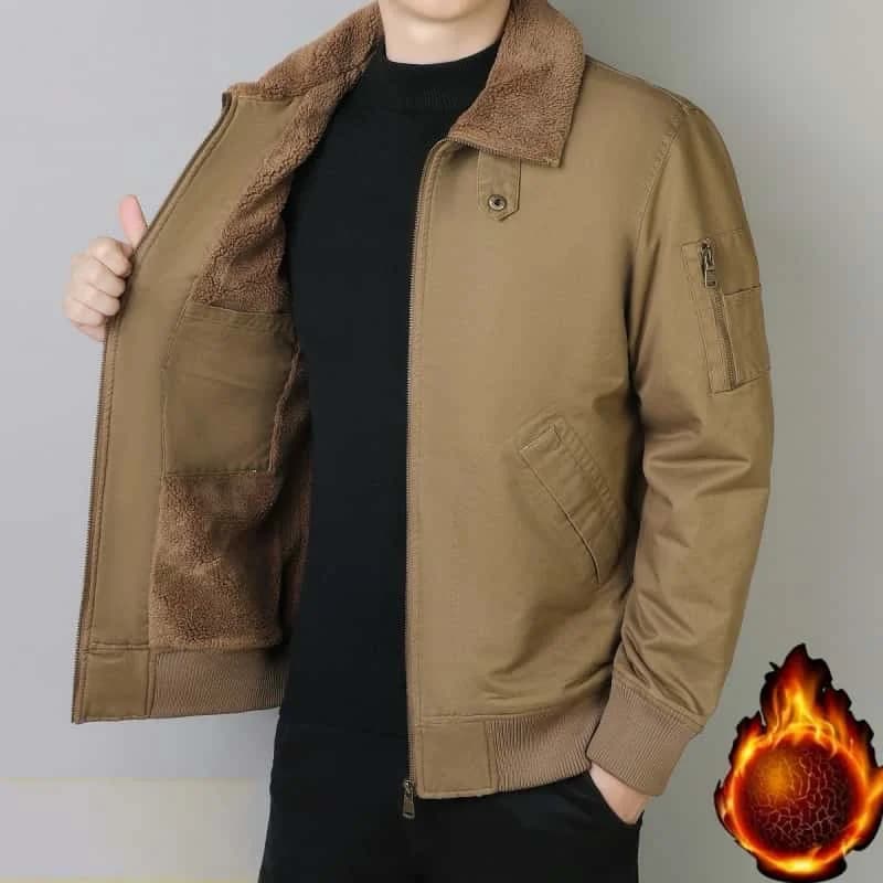 COMXZ Men's work jacket 2025 New model Added in thick insulating fleece Hot jacket for outdoor leisure loose collection loose jacket slim fit