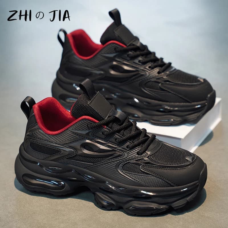Nuove Scarpe Sportive Classiche Nere Primavera-Autunno, Scarpe da Corsa e Fitness per Uomo, Calzature alla Moda con Suola Spessa