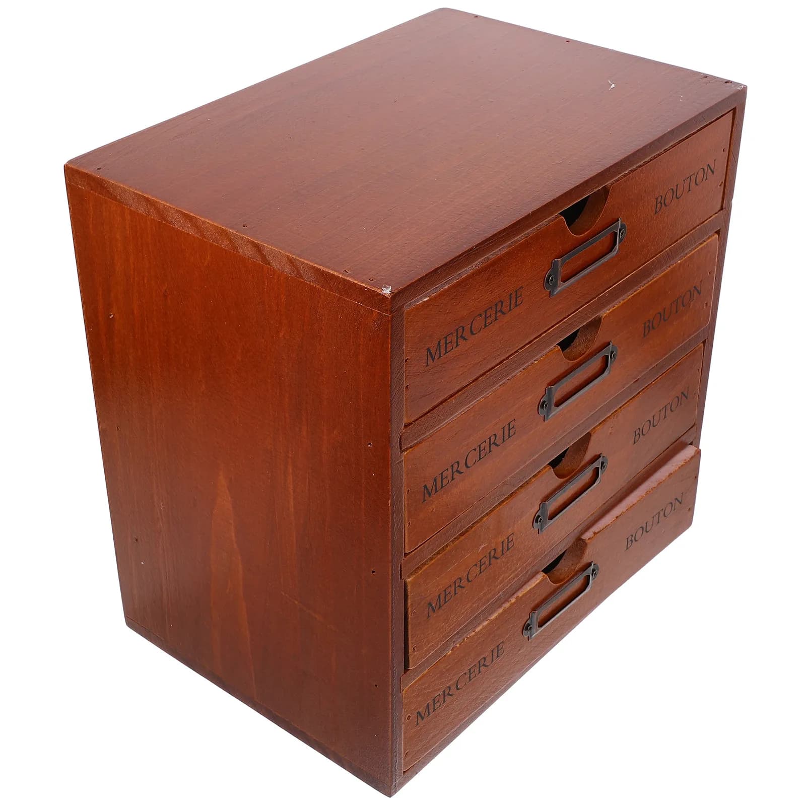 Organizer da Scrivania a Quattro Livelli, Scatola Portaoggetti in Legno, Organizzatore con Cassetti Multipli, Porta Gioielli, Mobiletto per Ufficio