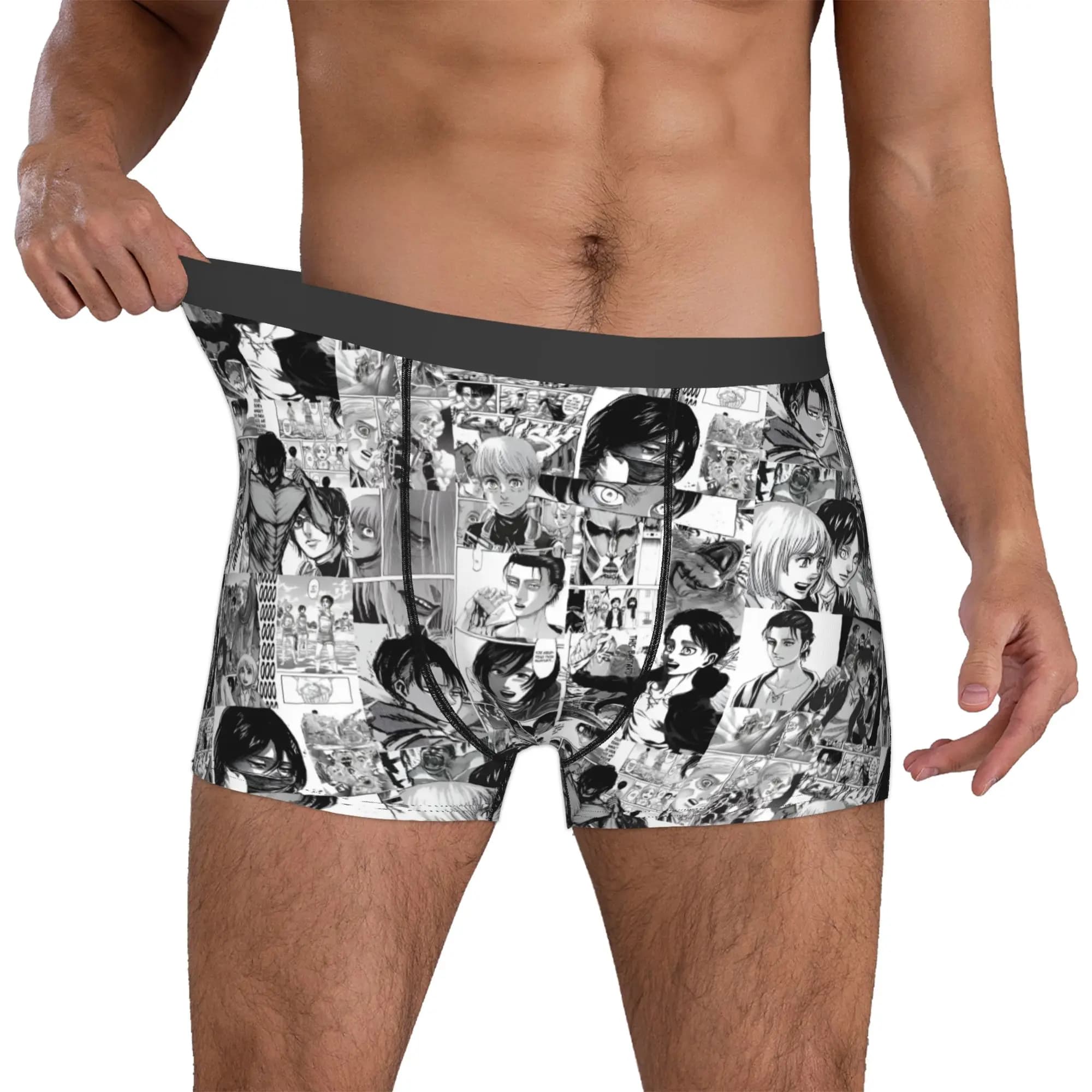 Attacks on Titans Underwear Men Print Manga Fashionable Boxer Shorts Panties Briefs Breathable Underpants