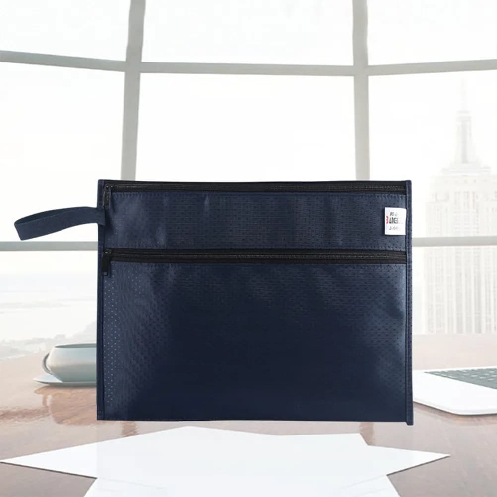 Borsa Portadocumenti Impermeabile con Cerniera in Tessuto Oxford, Grande Cartella Portadocumenti per Ufficio e Scuola, Organizzatore Portatile per Documenti da Viaggio