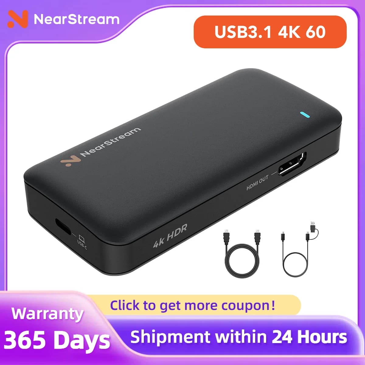 USB 3.1 NearStream Premium ultra low latency 4K60 for xbox, ps5, switch and DSLR camera