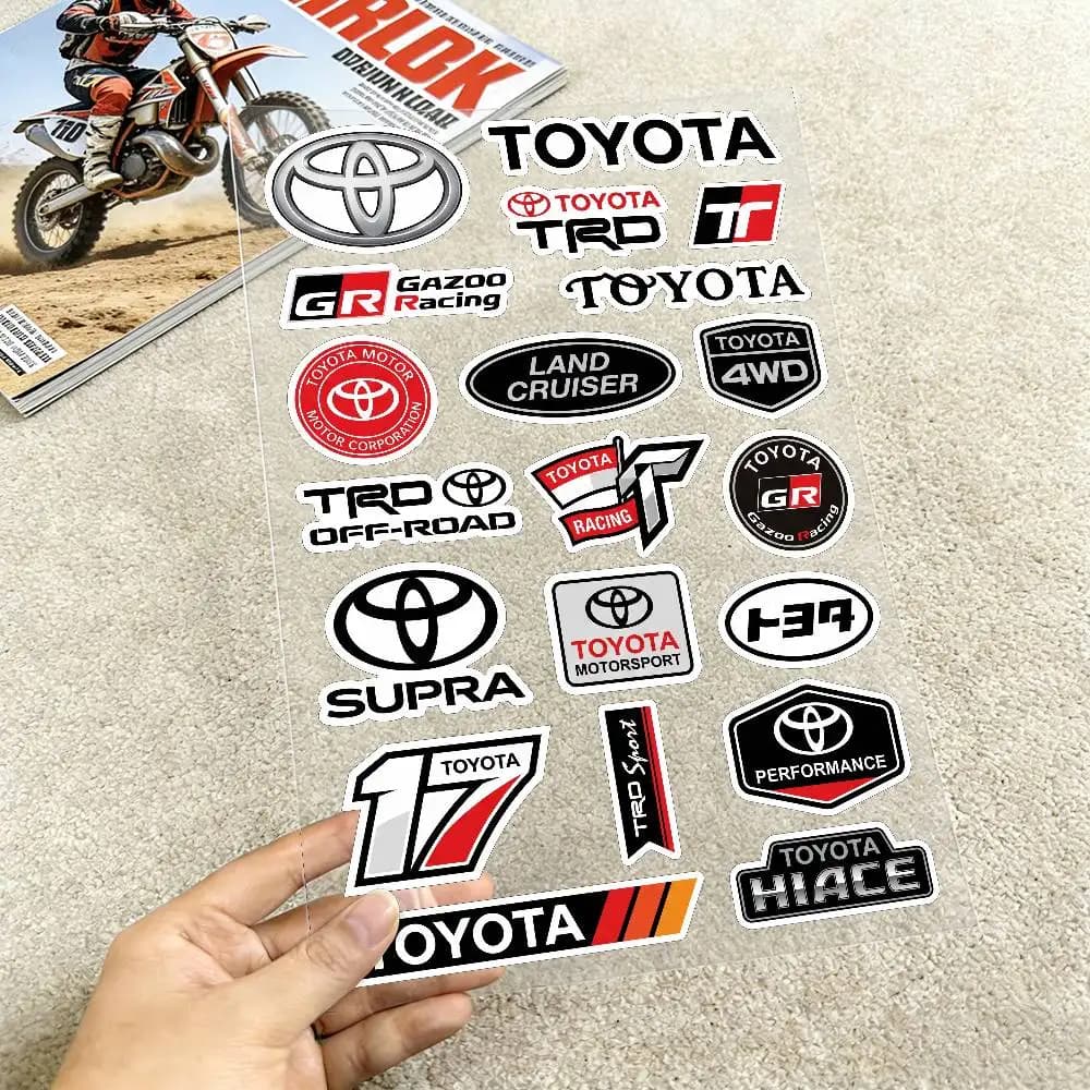 Adesivi Riflettenti per Moto Toyota, Decalcomanie Impermeabili in Vinile per Casco Moto, Serbatoio Carburante, Bici