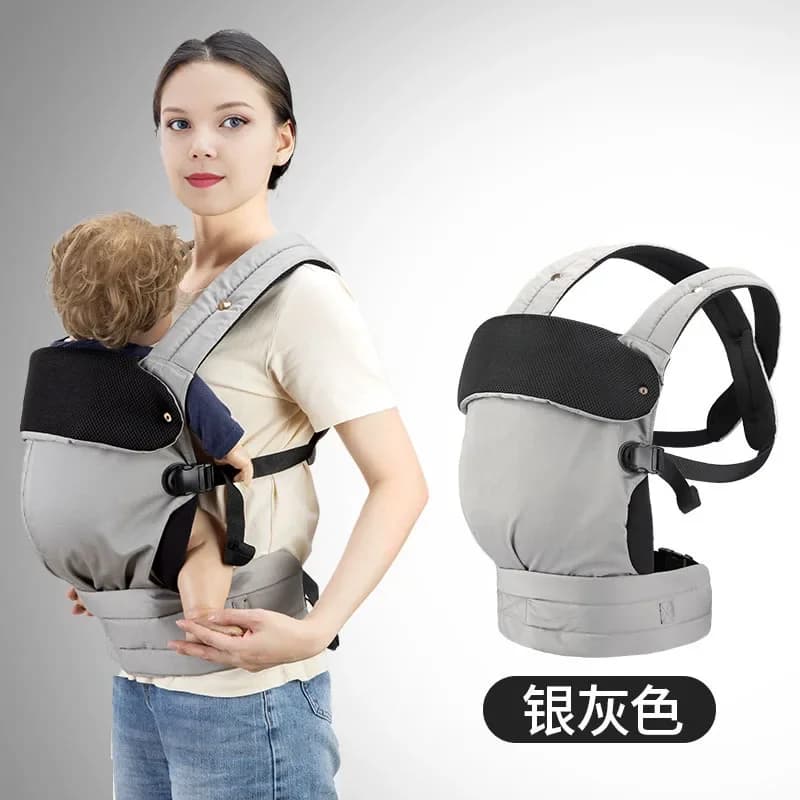 Marsupio Ergonomico Multifunzionale in Cotone per Neonati, Supporto Lombare Essenziale con Seduta Pieghevole