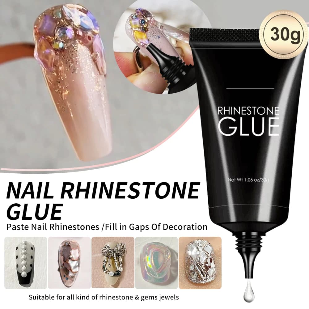 1pc Gel di colla per strass per unghie per unghie, Gel adesivo Super forte da 30g per gemme per unghie, gioielli, Glitter, cristalli perline diamanti fai da te
