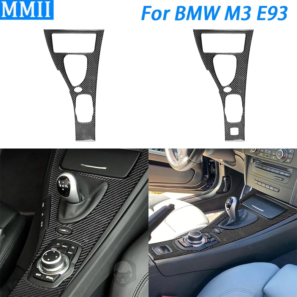 Per BMW M3 E93 2007-2015 in fibra di carbonio Console centrale pannello del cambio copertura Trim Car Interior Decoration accessori Sticker