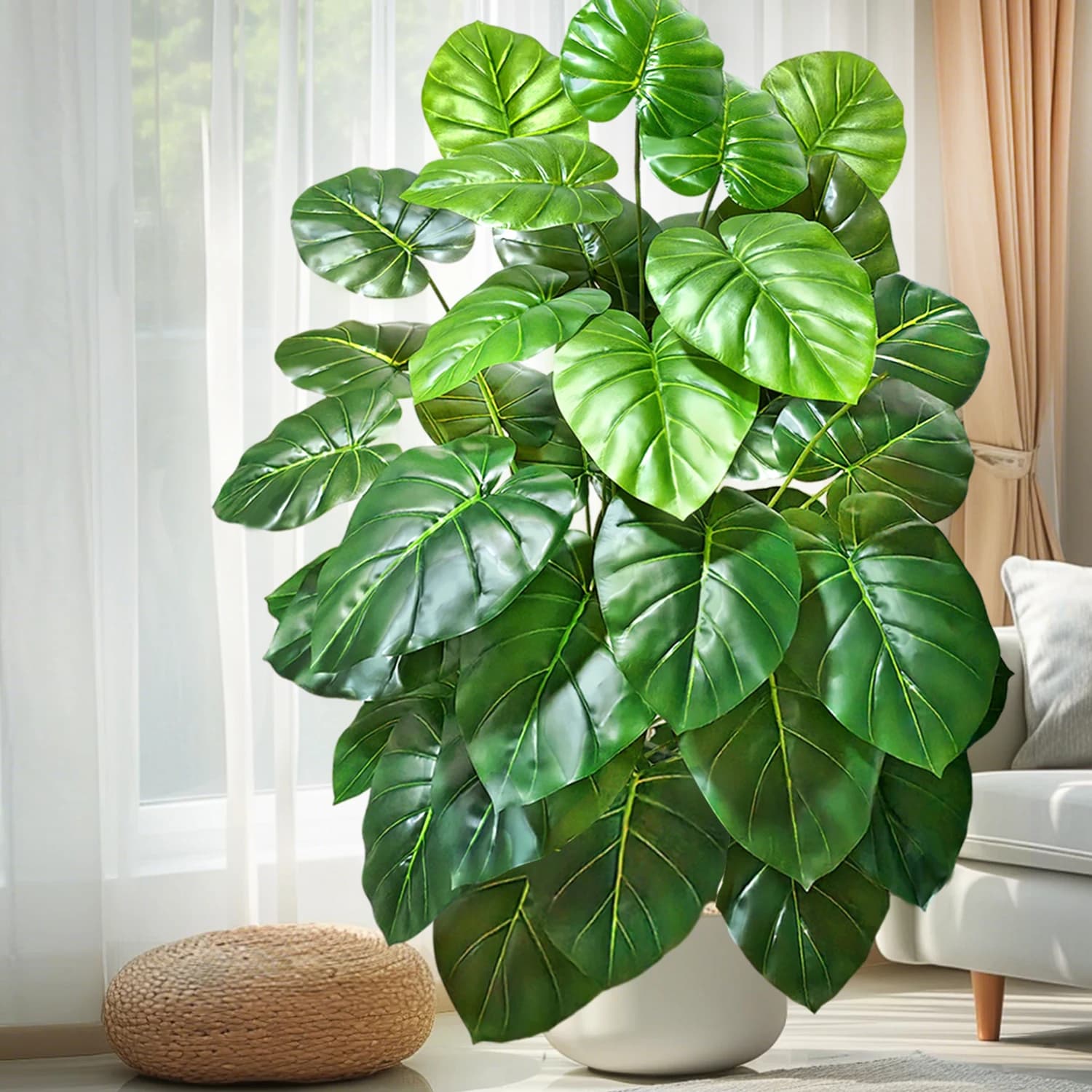 Artificial Monstera deliciosa Pothos Alocasia Leaf Fake Plant Ornamental Festive Home Office Decoration