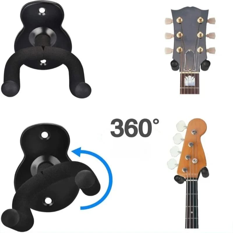Wooden Wall Mount Guitar Hanger Metal Hook for Ukulele Erhu Hulusi Musical Instrument Storage Accessories with Guitar Picks