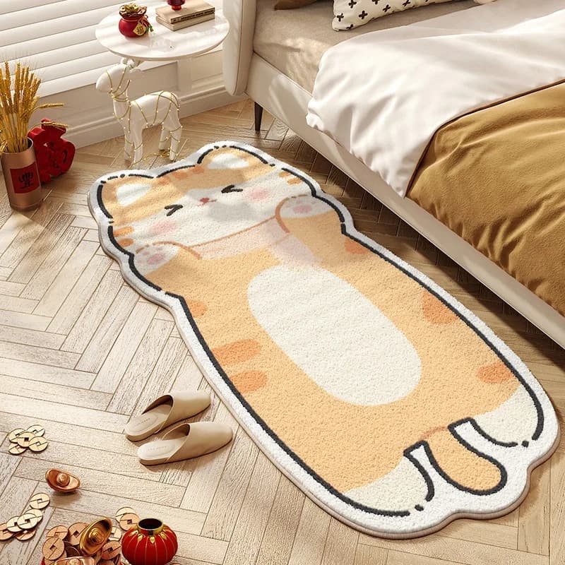 Simpatico gatto Tappeto Camera da letto Comodino Tappetino Runner Tappeto Morbido e soffice Tappeti lunghi Animale del fumetto Ragazza dolce Decorazione della casa Tappeti
