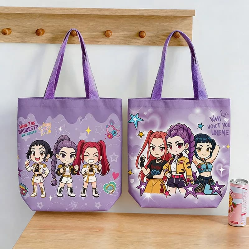 Borse in tela KPOP Hot Girls, borsa tote in tela, borsa a tracolla, custodia per laptop riutilizzabile alla moda, borse a mano per donne, uomini e studenti