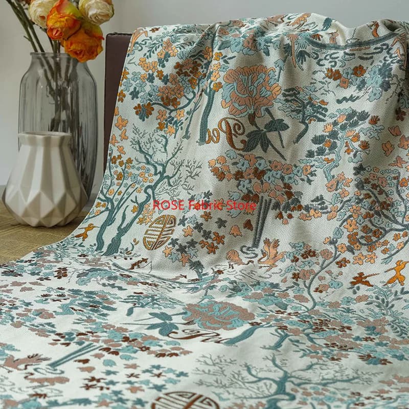 1 Meter Retro Palace Style Gold Silk Jacquard Fabric Fashion Curtains Pillows Luggage Bag Diy Sewing Fabric