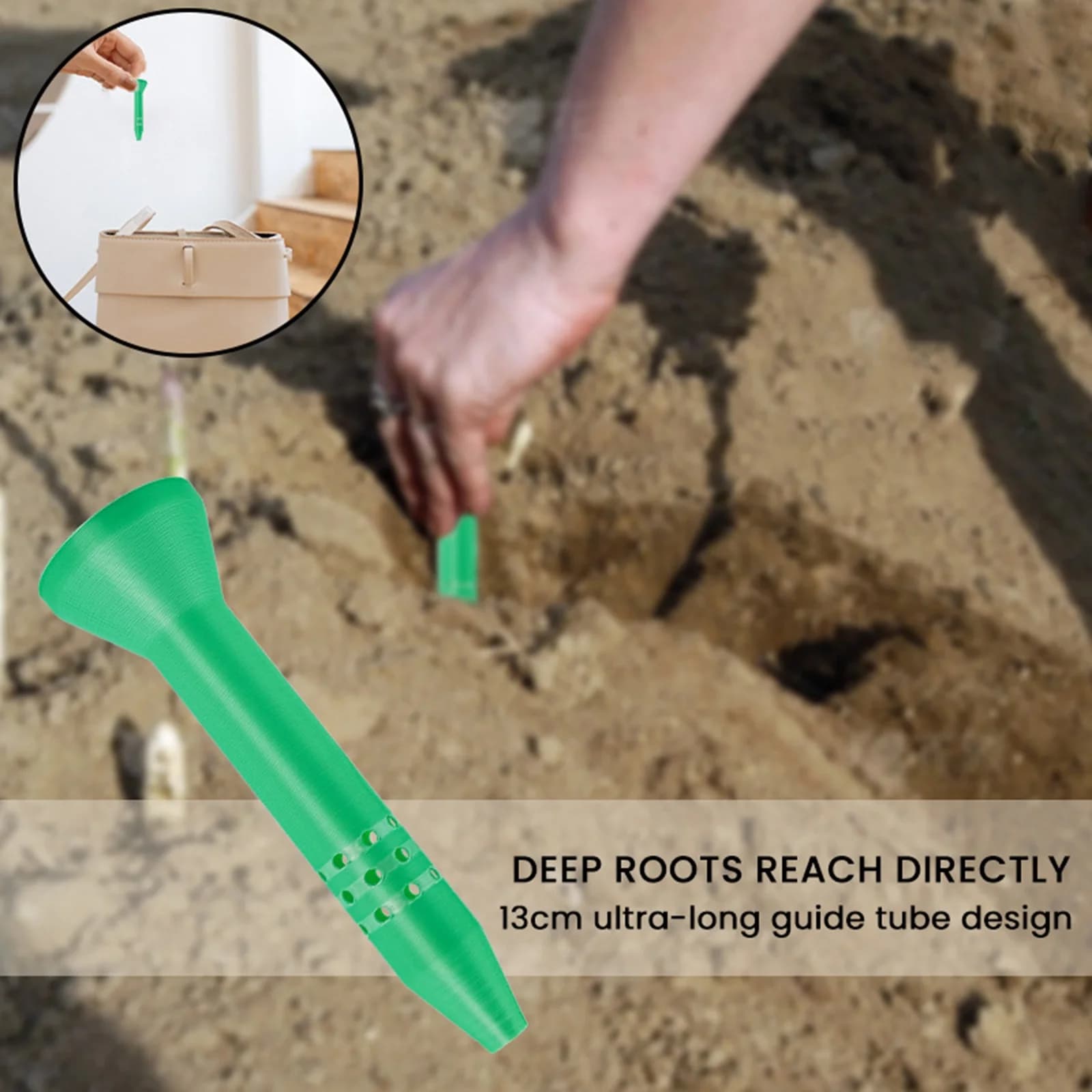Imbuto in Plastica per Irrigazione da Giardino, Design con Tubo Guida Ultra-Lungo 13cm per Irrigazione Paesaggistica