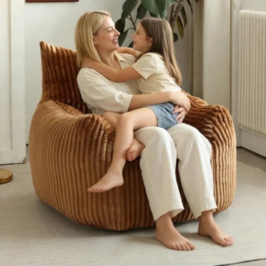 Poltrona Gigante a Sacco per Adulti, Divano Oversize con Braccioli e Supporto Lombare, Imbottitura Inclusa, Ultra Morbido e Imbottito