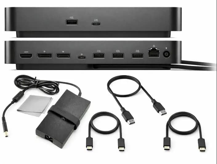 Stazione di Docking Universale con Adattatore da 100W, Cavi HDMI, DisplayPort e USB-C per Configurazione Multi-Monitor