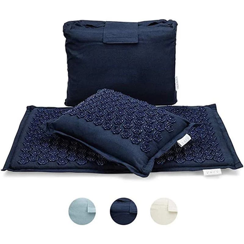 Tappetino Yoga in Lino Naturale con Cuscino a Spillo di Loto per Massaggio e Agopressione, con Borsa, per Sport e Relax