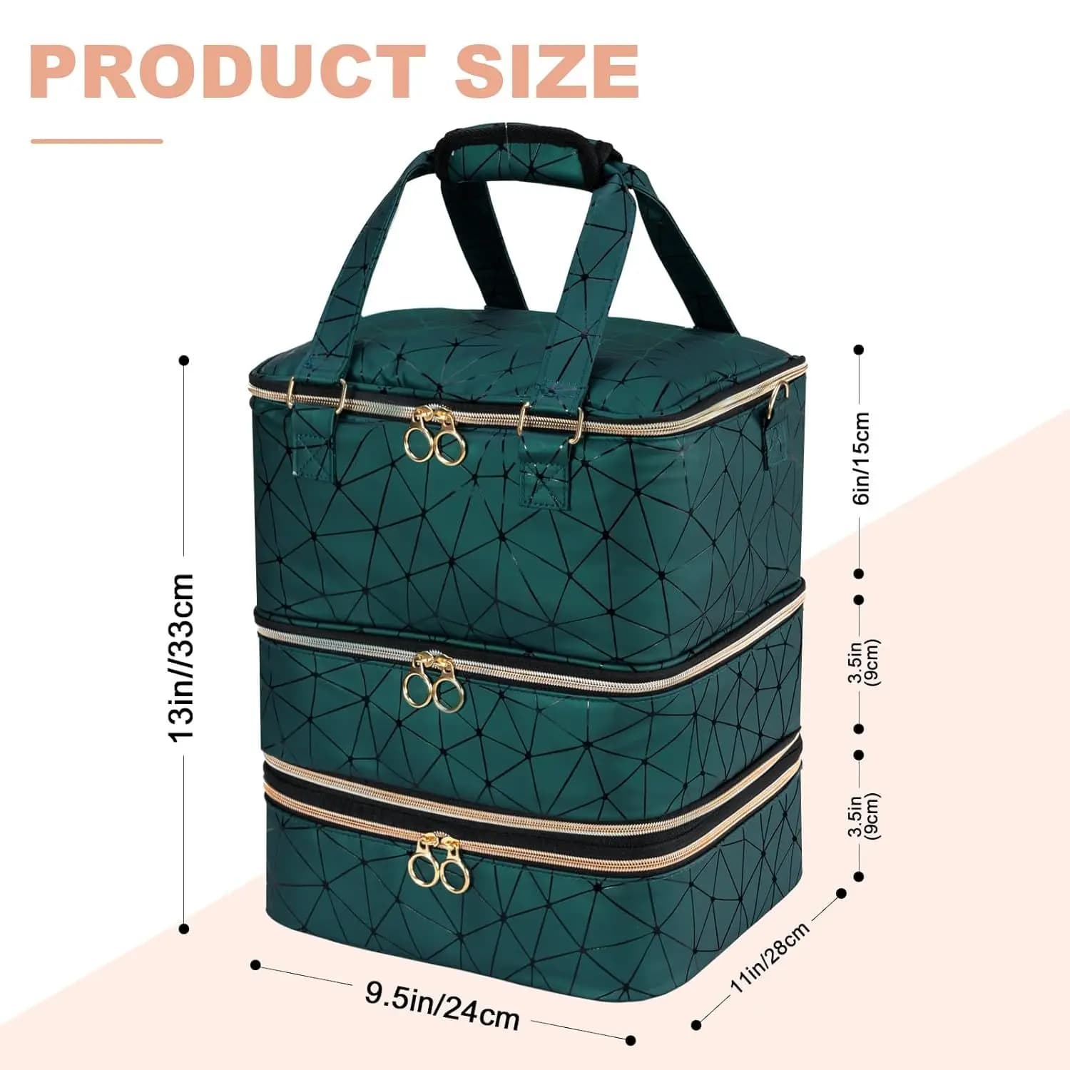 Borsa porta smalti multifunzionale portatile e staccabile a tre strati, borsa cosmetica impermeabile portatile da donna