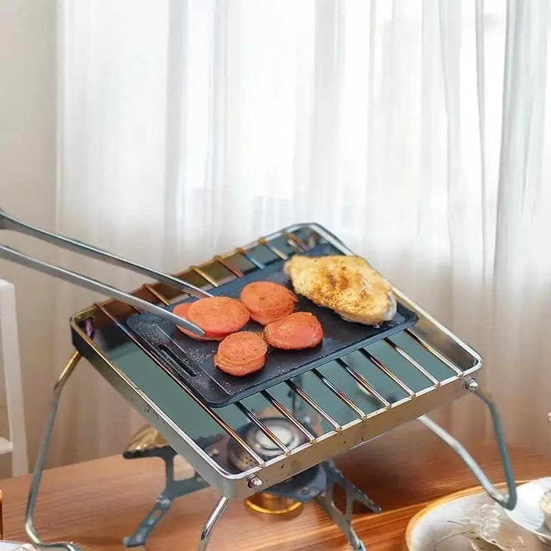 Mini grill portatile da esterno - Padella e padella per barbecue da campeggio - Ideale per viaggi e picnic