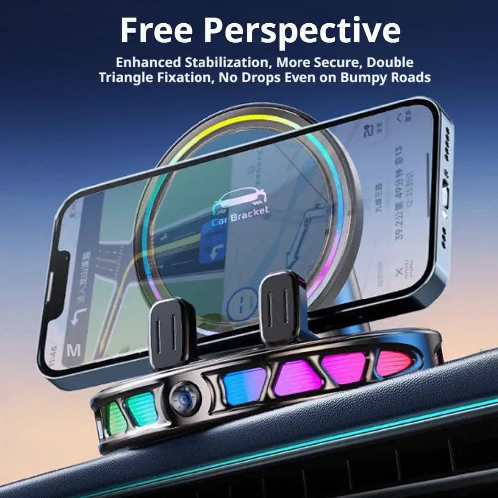 Colorful Light Car Phone Mount Auto Electric Sensor Adjustable Wireless Charging Navigation Holder Firm Nano Base Debounce 2026