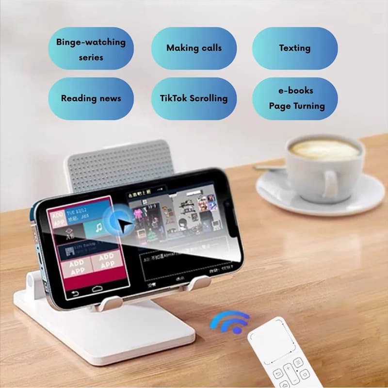 ABKQ-Phone Remote Control Air 2 Bluetooth With On-Screen Pointer Touchpad For Smart Phone Computer For Smart Device White