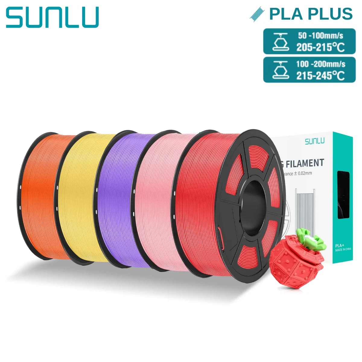 SUNLU 5KG Pla Plus 3D Filament PLA + 1,75mm Neatly wounded Good tenacity Colored Filaments for 3D Printer FDM