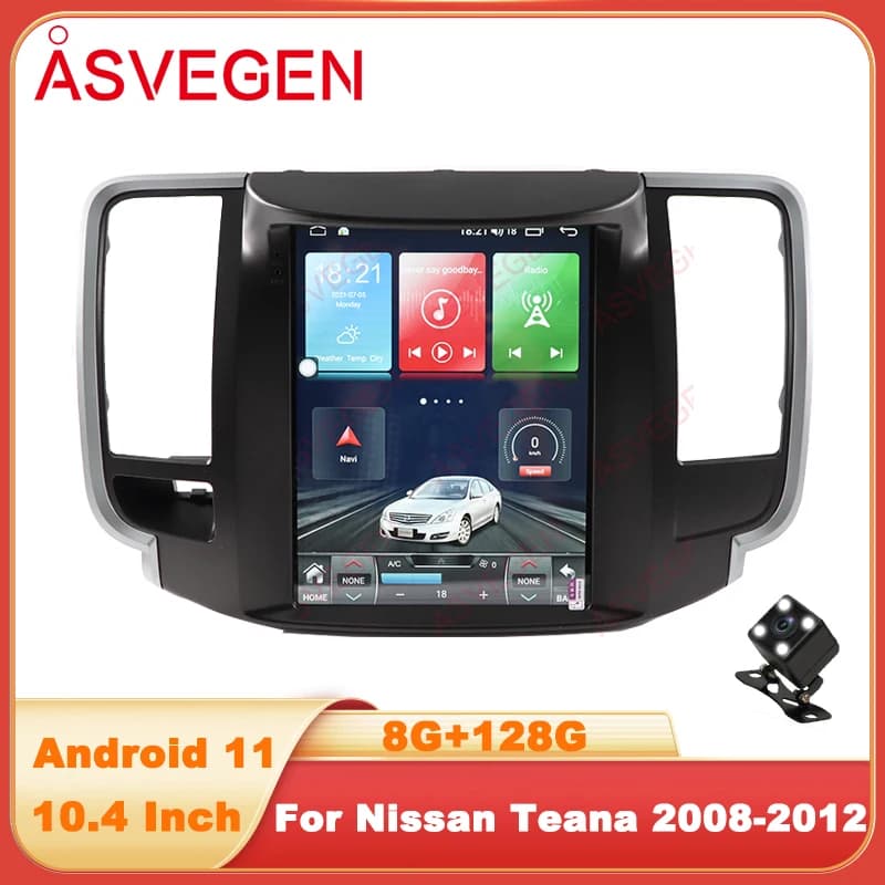 Autoradio Android 11 da 10.4 pollici per Nissan Teana 2008-2012 6+128G Bluetooth Multimedia Headunit GPS Navigazione Touch Screen Stereo