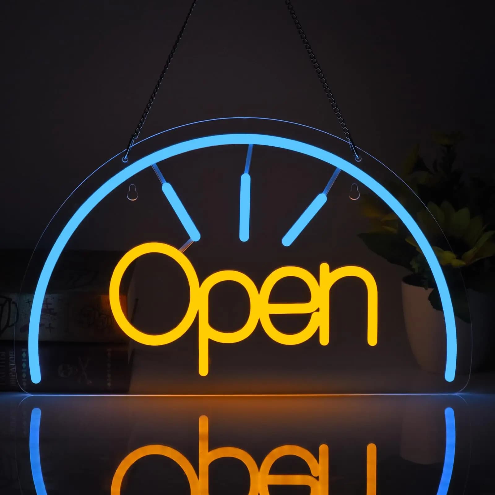 Insegna al Neon Aperta a Forma di Sole, Luce al Neon per Decorazione Negozi, Insegna LED Dimmerabile Alimentata USB per Caffè, Bar, Salone, Negozio, Arte Murale