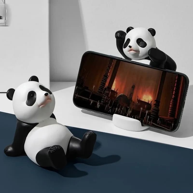 1PC Creative Kung Fu Panda Soft Vinyl Phone Holder Desktop Stand Ornament Tablet Support Gift for Friends Household Goods
