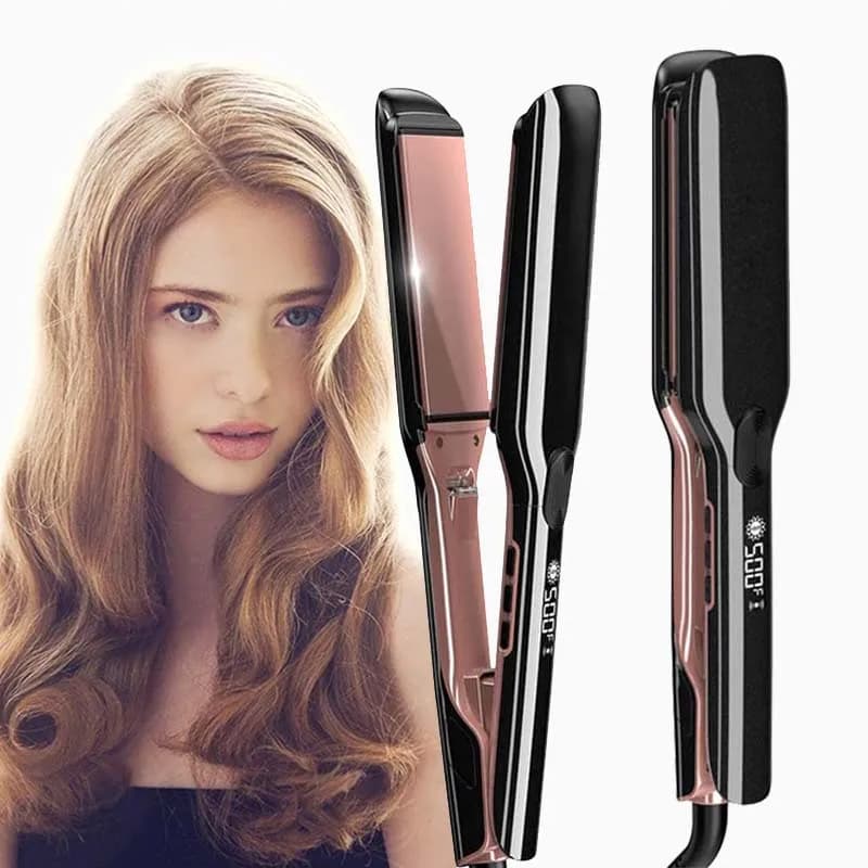 Electric Hair Plate with LCD Display, Rapid Heating in 30s, Extra Larghe Ceramic Plates, Adjustable Ionic Control