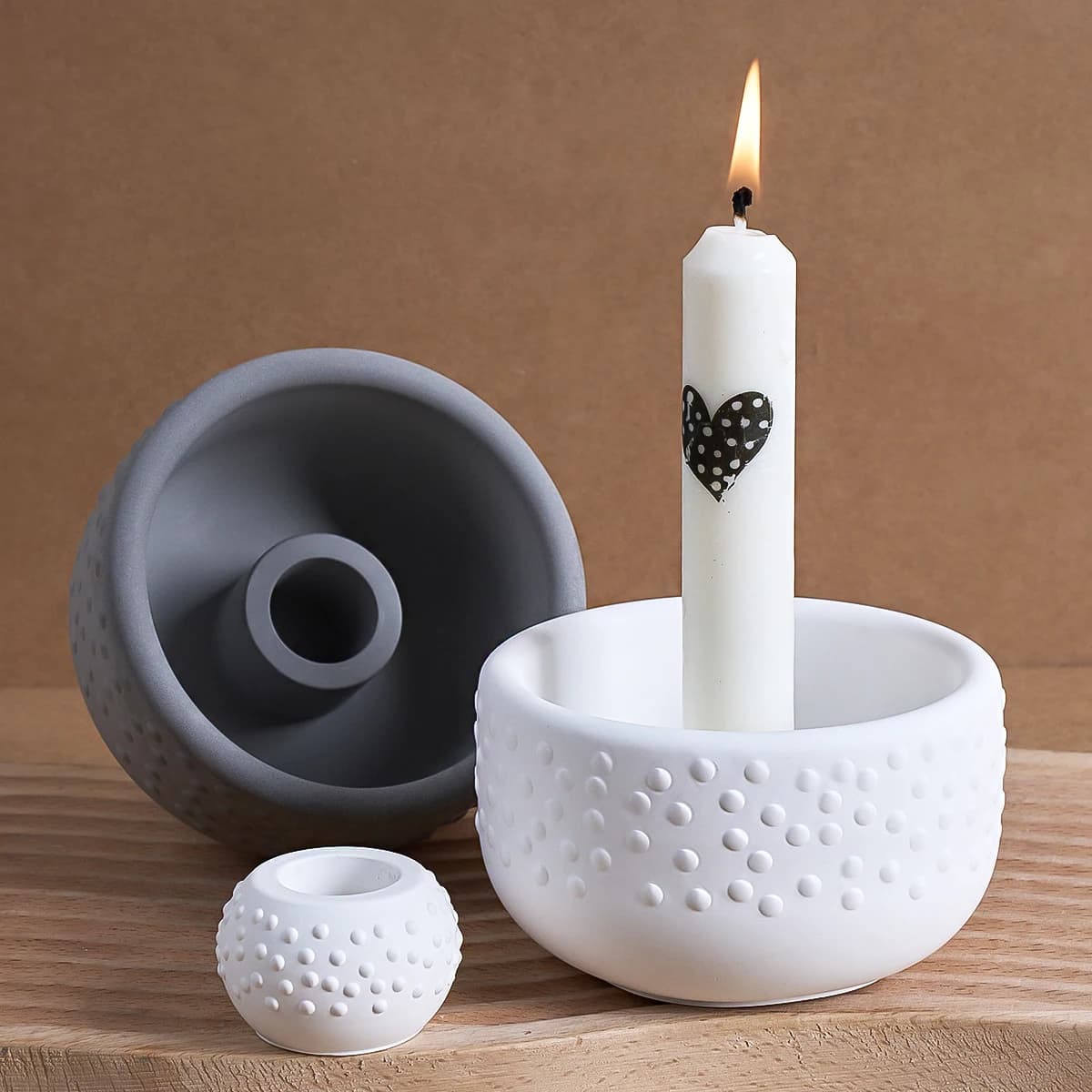 Portacandele a pois Stampo in silicone Modello rotondo fai da te Base per candela in gesso Ciotola di stoccaggio Stampo in resina di cemento Decorazioni per la casa artigianali