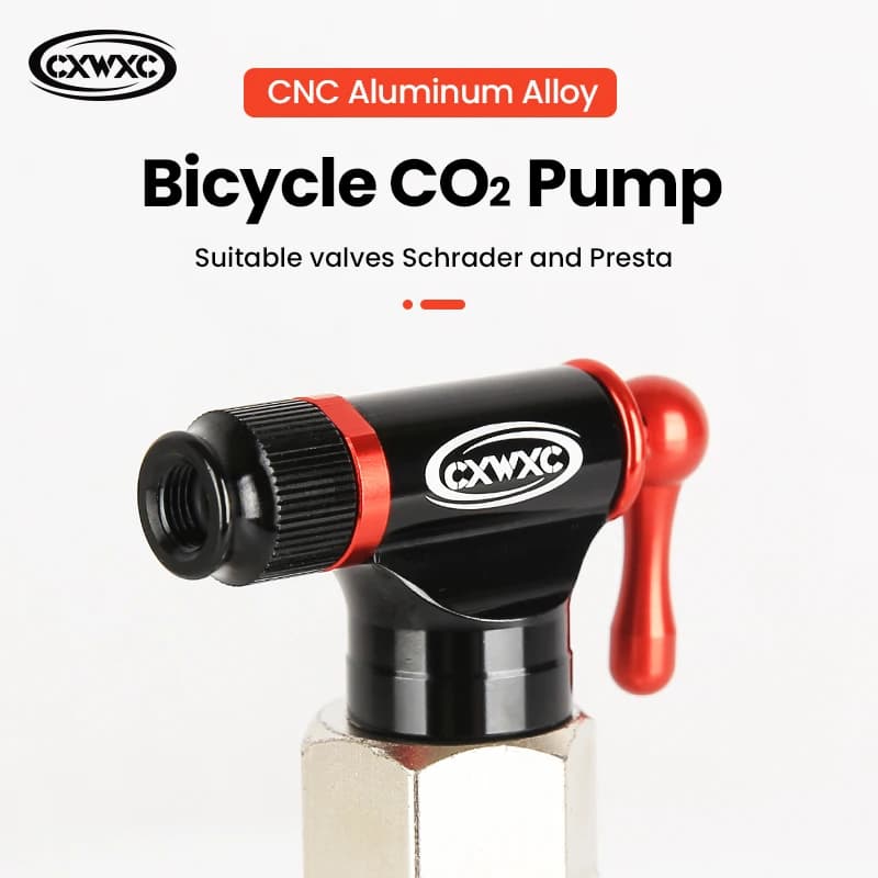 Pompa Gonfiabile CO2 per Bicicletta CXWXC, Mini Portatile con Adattatore Schrader Presta, per MTB e Bici da Strada, con Copertura Antigelo