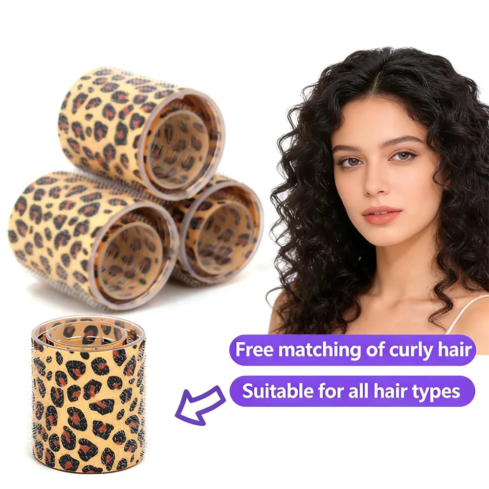 Set of 3 4 cm self-adhesive curlers with glossy print, without heat, with tear closure, for long, medium and short hair