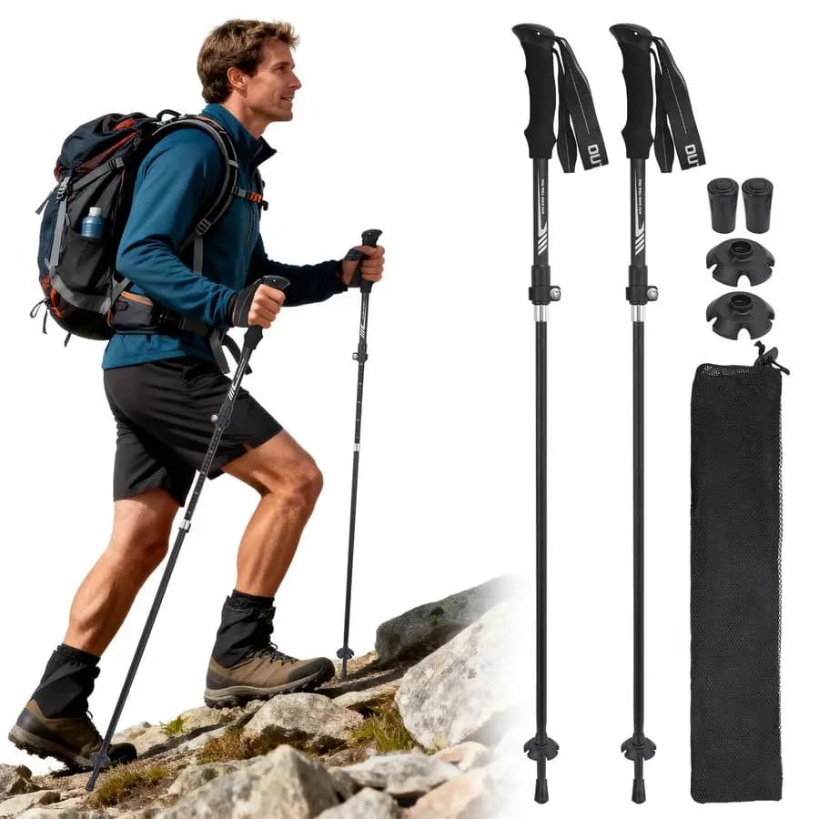 Trekking Sticks, Aluminum Alloy 7075, Mountain Sticks for Men, Walking Sticks for Travel, EVA Grip