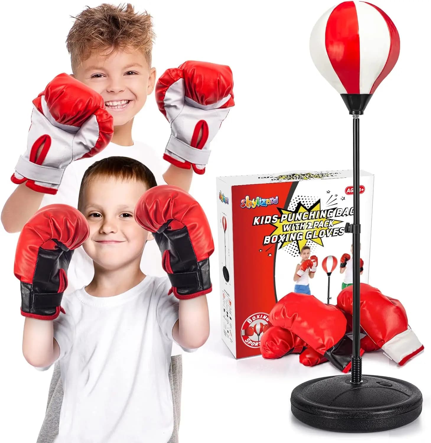 Set of adjustable boxing bags for children with 2 gloves, boxing toy for boys and girls from 5 to 5 years