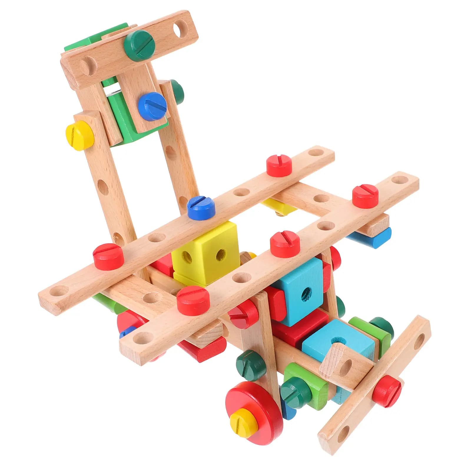 Set Educativo di Dadi e Bulloni in Legno per Bambini, Gioco di Abbinamento Pratico per l'Apprendimento Precoce, Puzzle per lo Sviluppo Prescolare, Regalo per l'Allenamento