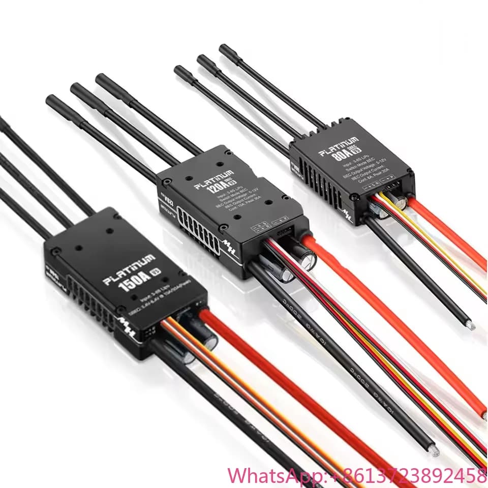 Hobbywing Platinum V5 80A 120A 150A 3-8S ESC Brushless con Uscita BEC Commutabile per Elicotteri RC e Aerei ad Ala Fissa
